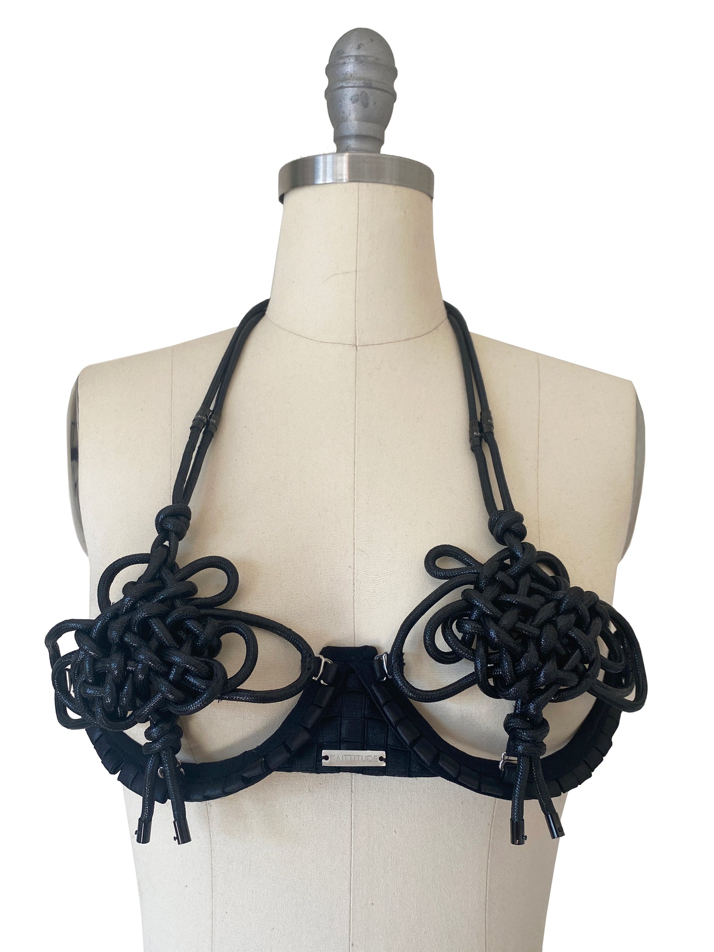 BLACK PANCHANG KNOT BRA