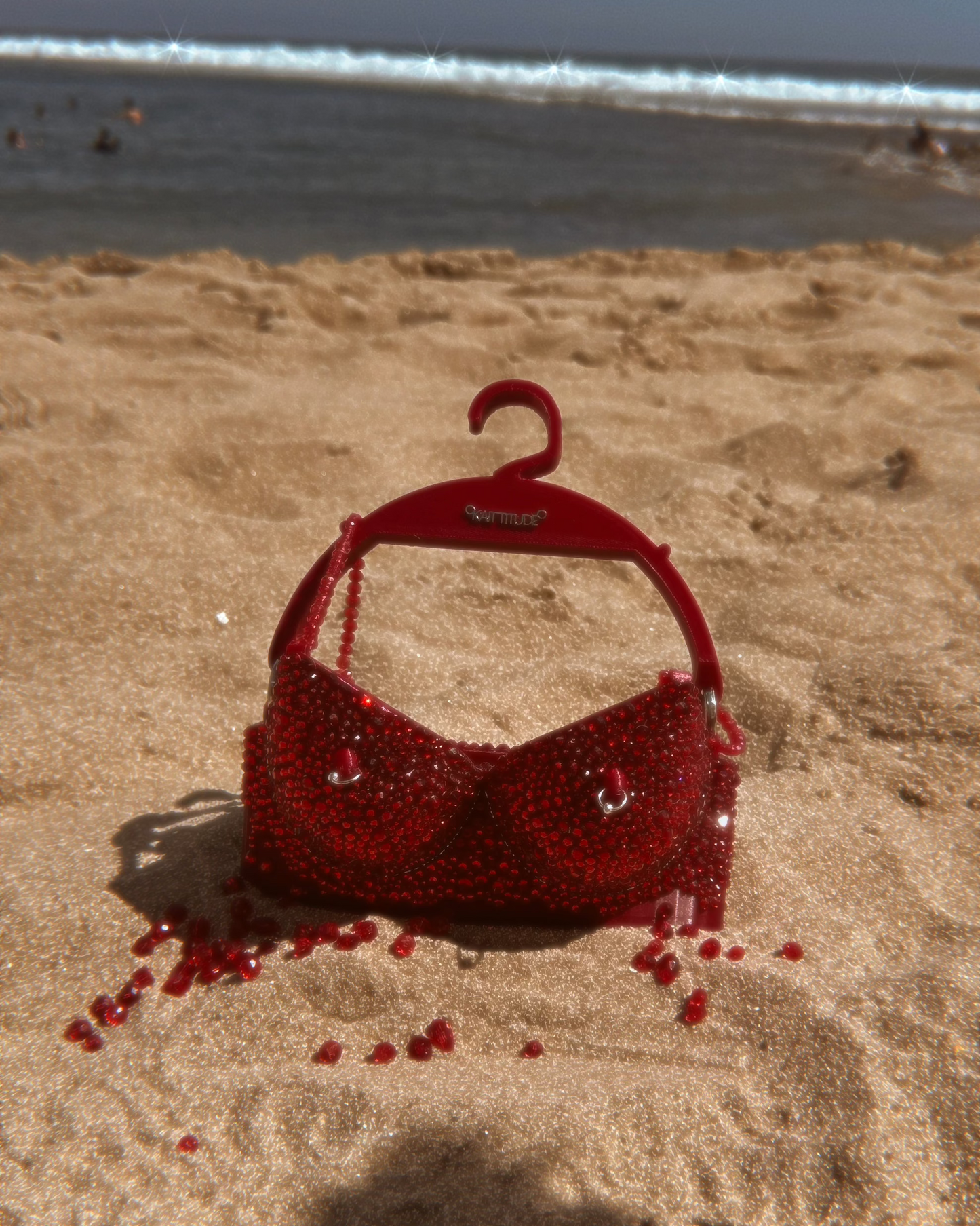 BRA KILLER — Red Rhinestone Bra Purse
