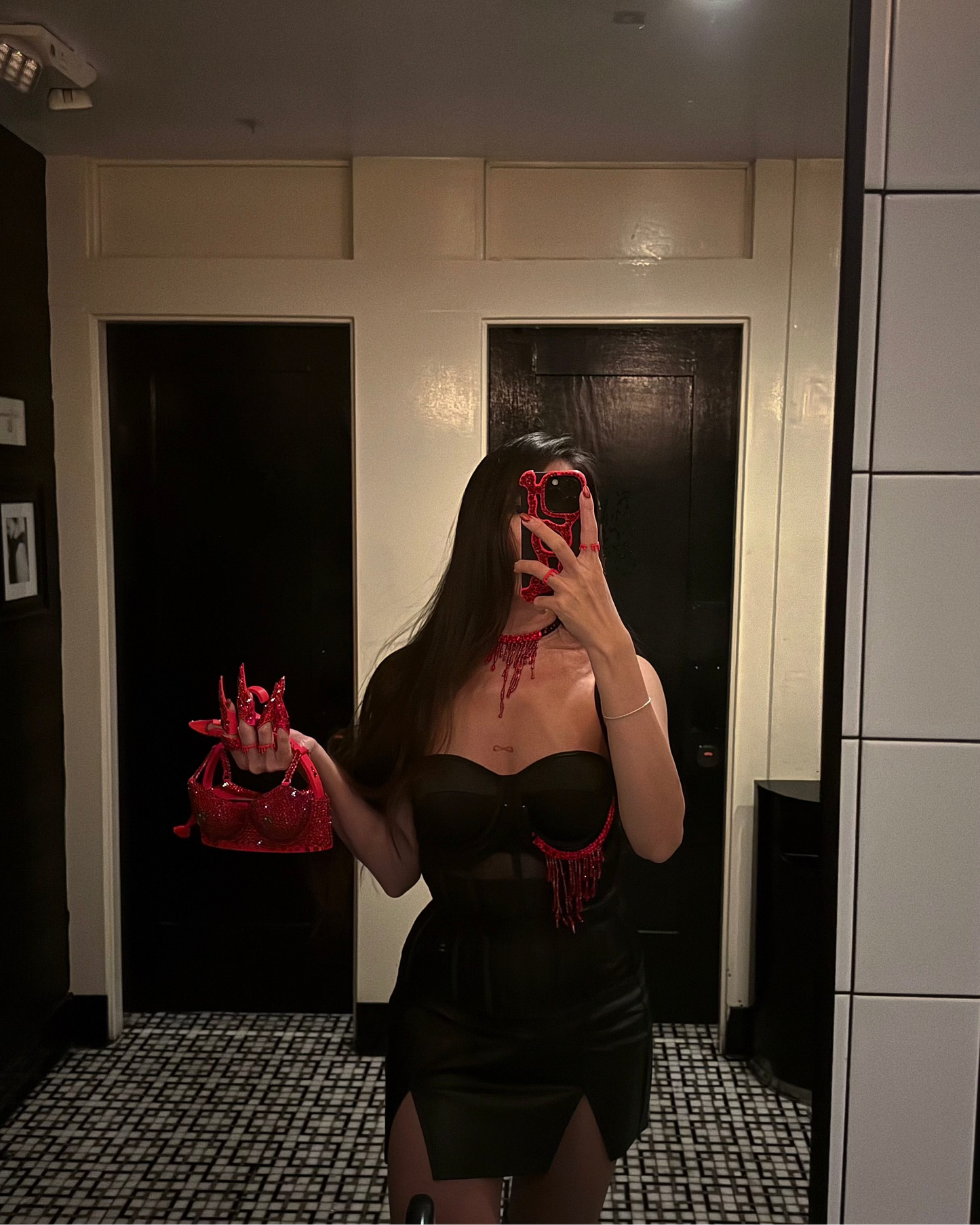 BRA KILLER — Red Rhinestone Bra Purse