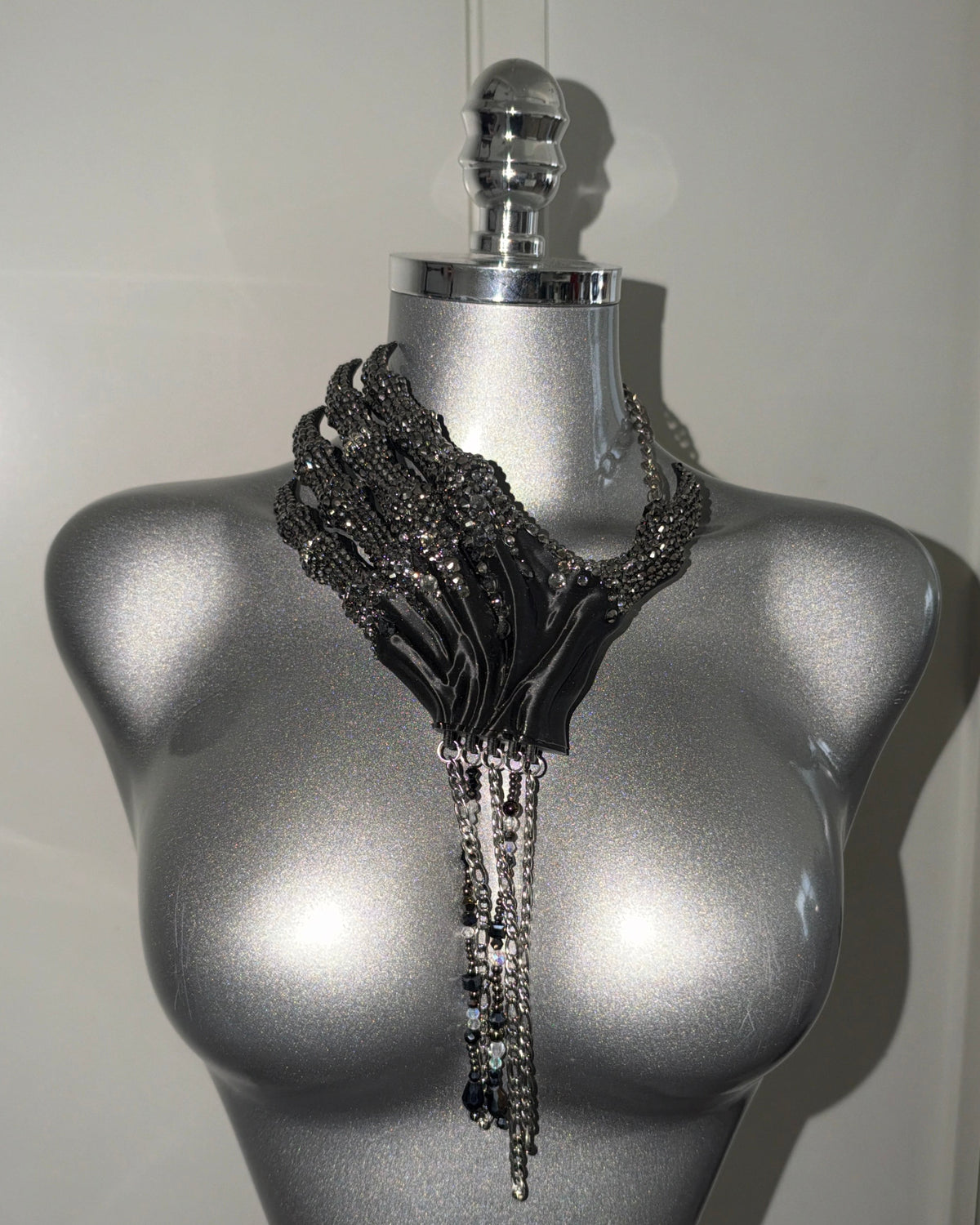 THE NOCTURNAL — Black & Gun metal rhinestone  Choker
