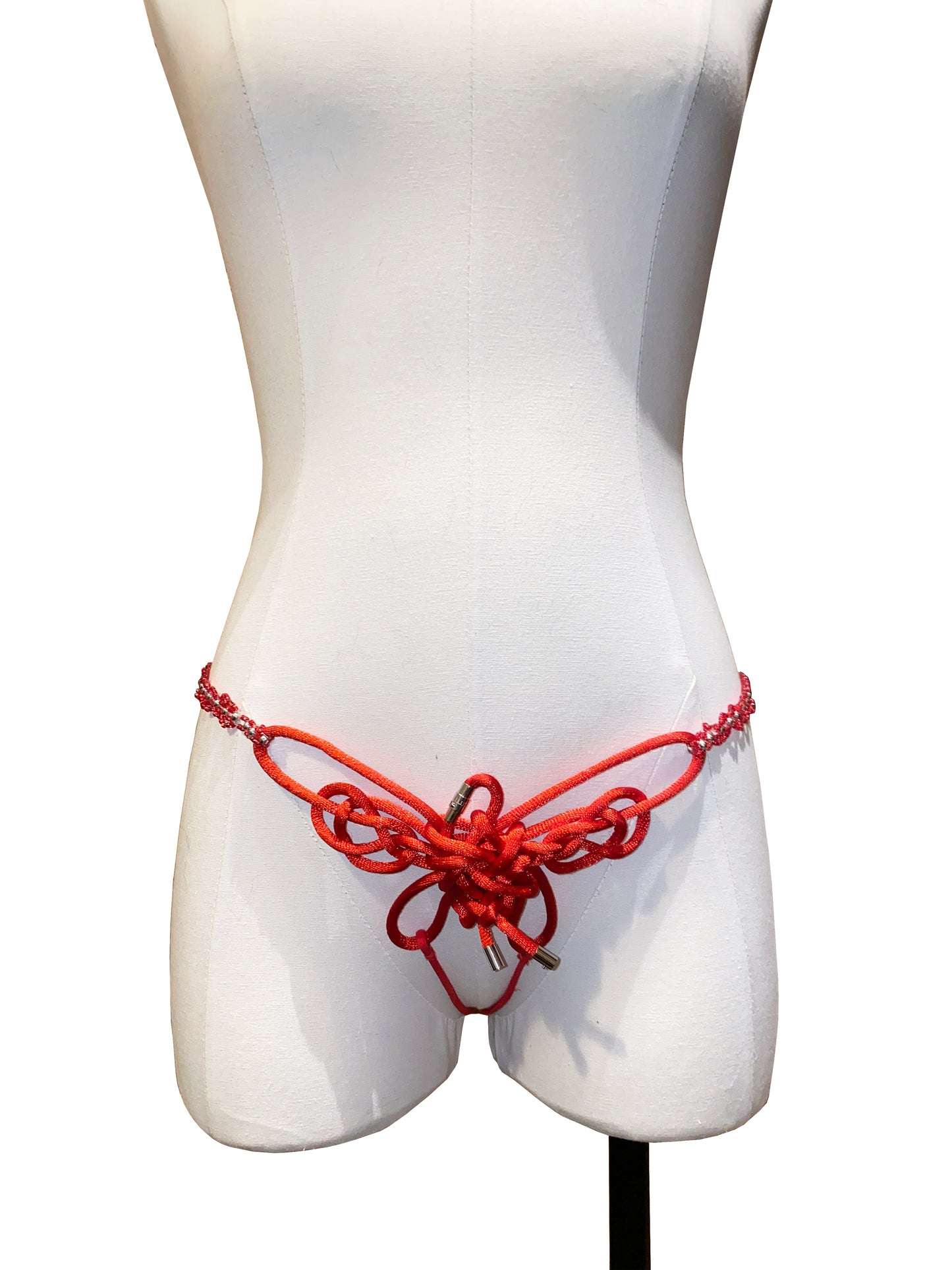 Red Hand-Made Butterfly Knot Thong Harness/bikini