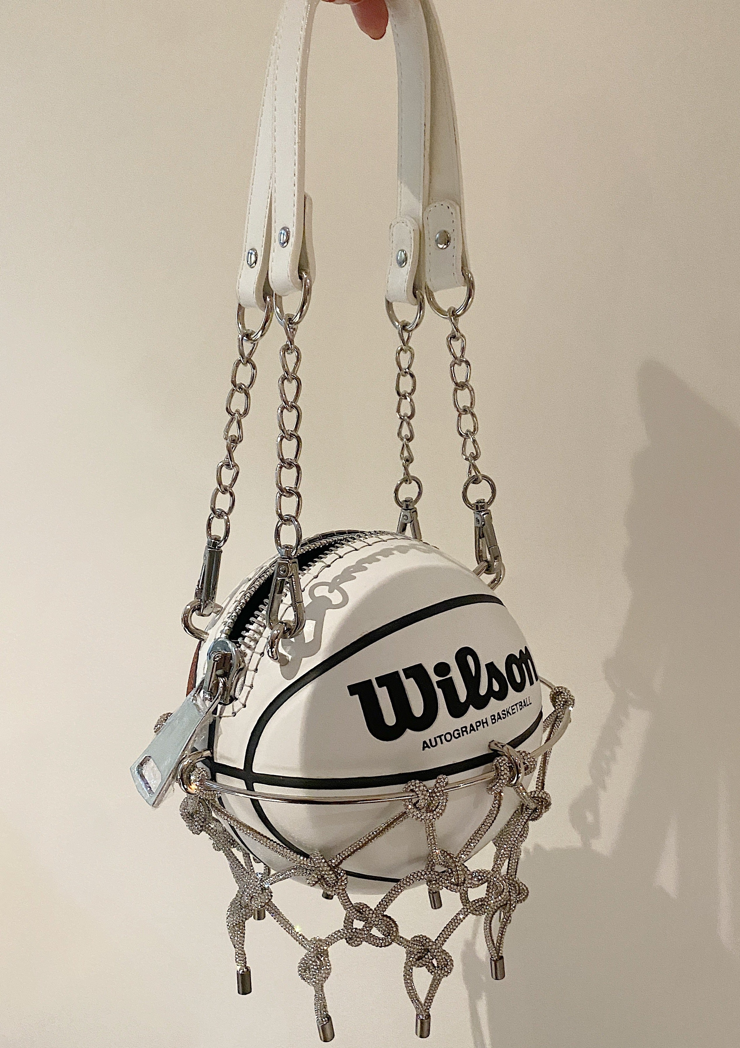 EXCLUSIVE WHITE BROWN WILSON BASKETBALL W NET PURSE