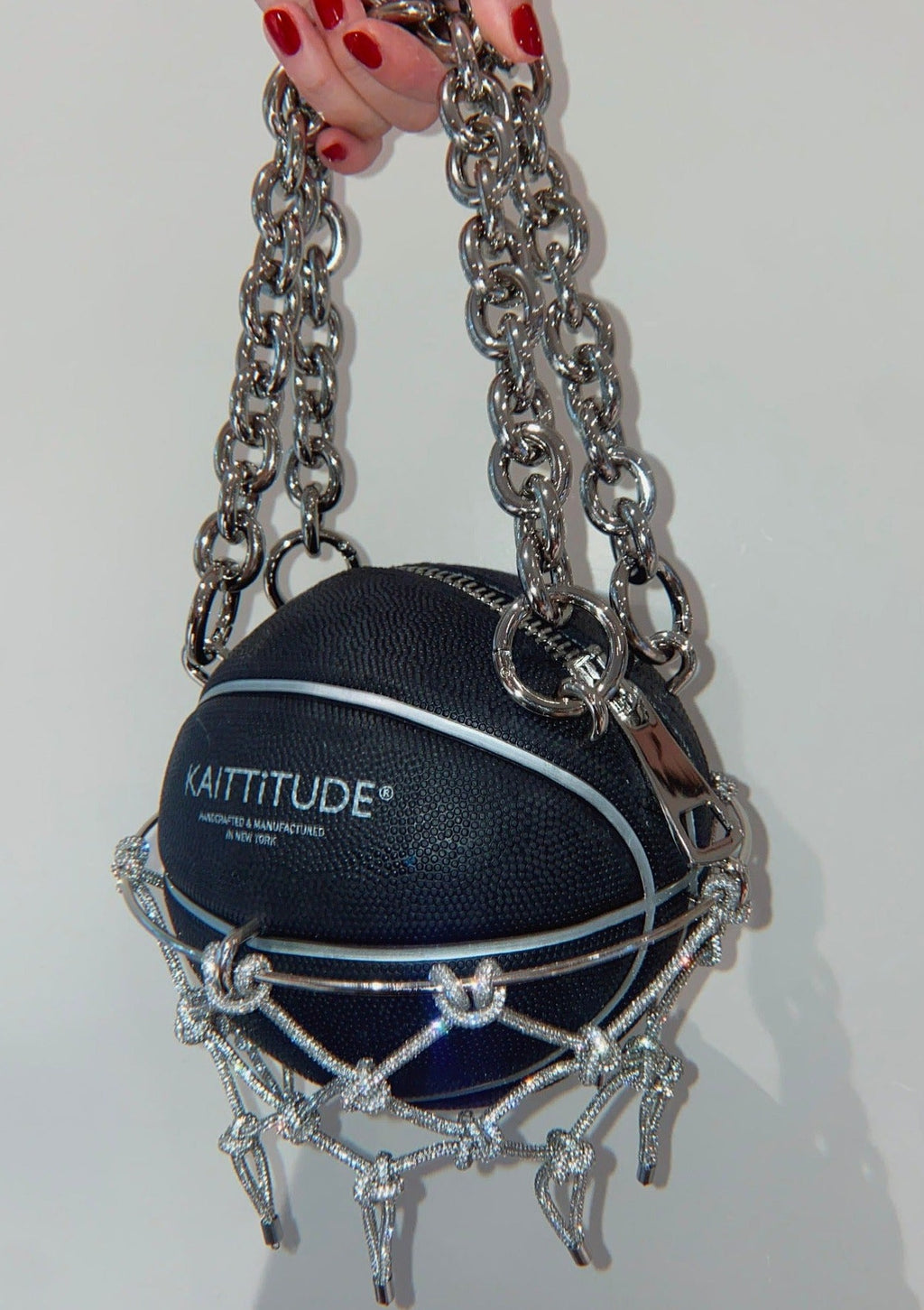 KAITTITUDE Exclusive Design Hand-Made Basketball purse (BLACK/SILVER)